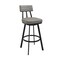 Armen Living Jinab Swivel Counter Stool in Black Metal with Gray Faux Leather 840254335226 - alternate 1